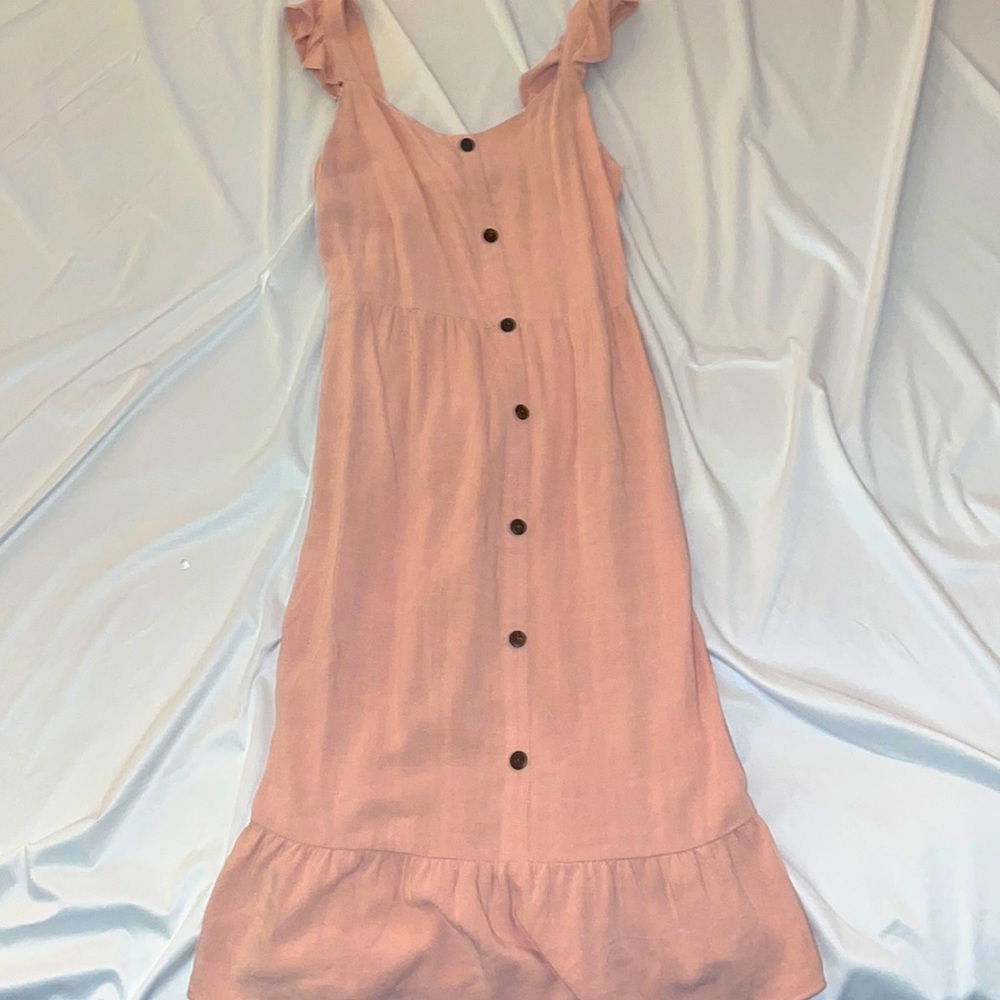 pink linen midi dress ✨